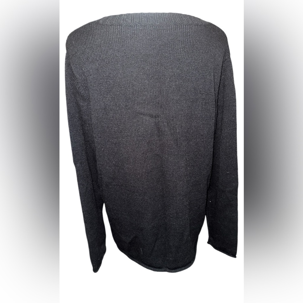 Black V-Neck Sweater with Winter Tree Design - Picture 4 of 13